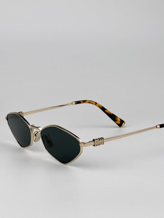 Miu Miu MU56ZS ZVN5S0 BRAND NEW Sunglasses Pale Gold Dark Grey Geometric Unisex main image 8